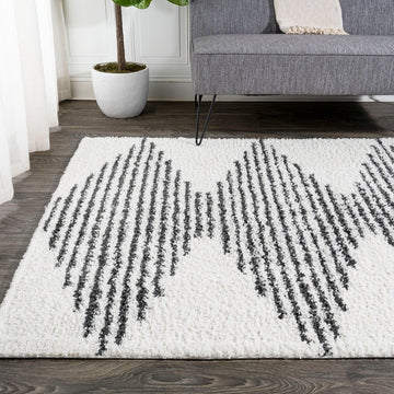 Elm Diamond Stripe Geometric Shag Area Rug